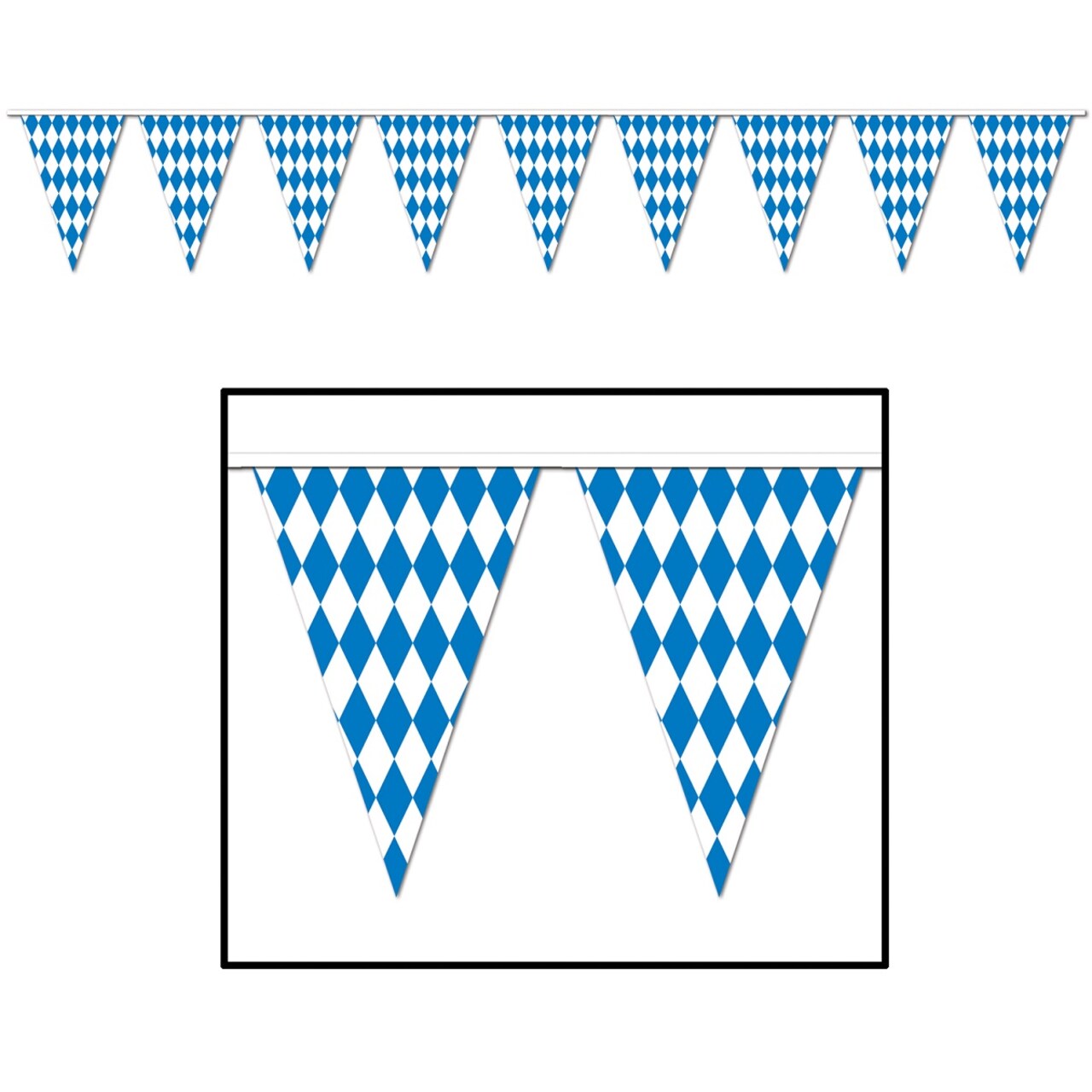 Party Central Club Pack of 12 Blue and White Oktoberfest Pennant Banner Hanging Decors 120'
